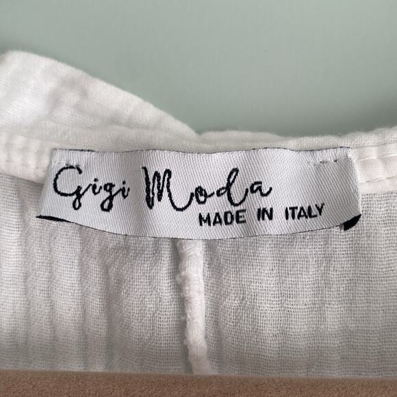 Gigi Moda White Cotton oversized LOVE Tunic Top sz L - Picture 3 of 4